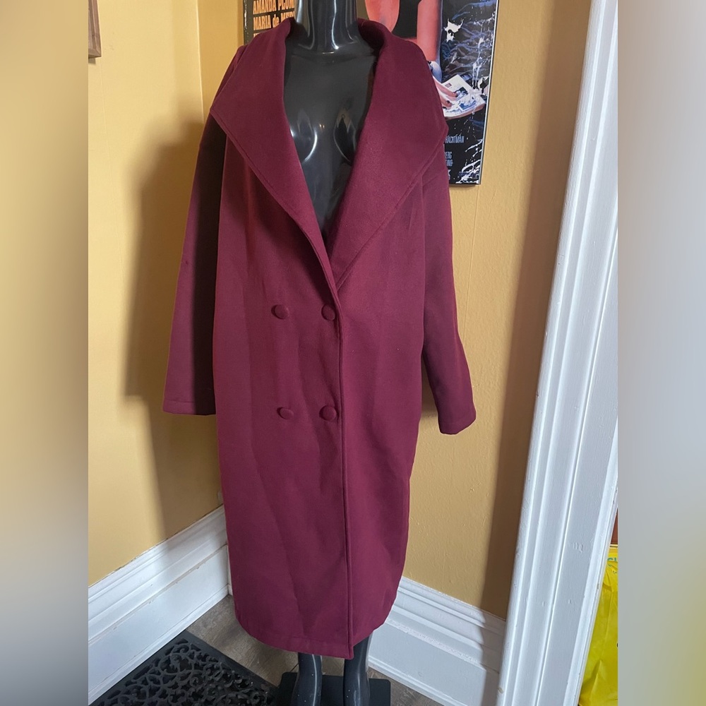 Women's “Just Fab” Double-BreastedFelted Trenchcoat ( Large )